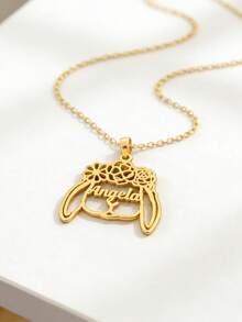 Custom Name Bunny Necklace With Birth Flower, Personalized Easter Jewelry Gift For Women, Pet Lover Holiday Present - Multicolor - View 3