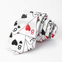 男女皆宜的春夏学院风豹纹/扑克牌领带，学生动漫角色扮演配饰，生日/毕业礼物 - 白色 - 查看 9