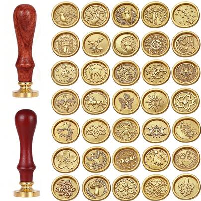 1個 ヴィンテージ ハート/猫/馬/犬/蜂/星月型 銅製ワックスシール スタンプヘッド (ハンドル無し)、結婚式の招待状、封筒、ギフト包装に適しています