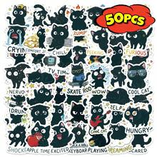 50/100/206 adesivos de gato preto de desenho animado, adesivos decorativos de grafite, adequados para garrafas de água, copos de carro, computadores, guitarras, bicicletas, motocicletas, skates, capacetes, malas, diários, materiais de scrapbooking DIY, pacote de adesivos decorativos, aplicável a micro-paisagens, adesivos de bolso, para colar em malas, computadores, copos de água, suprimentos de scrapbook, artigos de papelaria, adesivos engraçados para Kindle - Um tamanho serve para todos - Ver 13