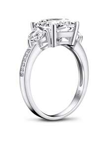 XUJIA 1 chiếc nhẫn bạc 925 Sterling Silver hình vuông 9x9mm đính đá Cubic Zirconia lấp lánh chất lượng AAAAA+, kiểu dáng cổ điển, thích hợp làm quà tặng kỷ niệm, cưới hỏi cho phụ nữ. - AB-R3S-011 - Xem 7