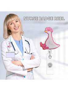 TONAVIETO 1 chiếc huy hiệu hình con ngỗng hồng ngộ nghĩnh, huy hiệu tên trang trí hình động vật dễ thương với kẹp cá sấu xoay, phù hợp cho phụ nữ và bé gái, đồ dùng học tập, mùa tựu trường. - Nhiều màu - Xem 4