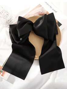 1个法式缎面大蝴蝶结发夹，酒红色/黑色，高端光滑缎带设计，优雅发饰，适合日常、约会、派对、发夹、爪夹 - 彩色 - 查看 7