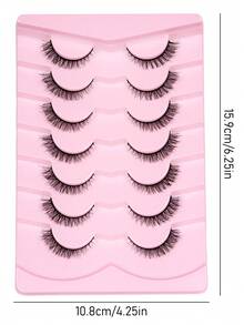 7 Pairs Short Faux Mink Cat Eye Style Natural False Eyelashes, Reusable And Comfortable, Suitable For Beginners, False Eyelashes - Black - View 6