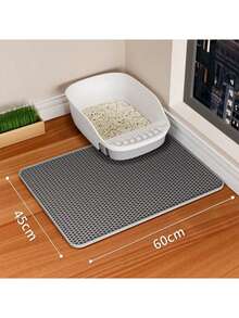 1PC Cat Litter Mat,Cat Litter Mat, Large&Long Double Layer Cat Litter Box Mat, EVA Non-Slip, Waterproof Urine Proof Litter Trapping Mat, Easy Clean Scatter Control,Cat Supplies - Silver - View 13