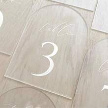 5" X 7" Acrylic Arched Table Number Plates With Acrylic Stands, Suitable For Wedding, Birthday Party And Other Occasions - View 6