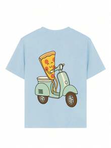 T-Shirt With A Print Of A Pre-Teen Boy Assembling A Pizza, Made Of Soft And Comfortable Fabric, Suitable For Children In Outdoor Sports, Casual Wear, Street Style - 酒紅色 - 查看 7