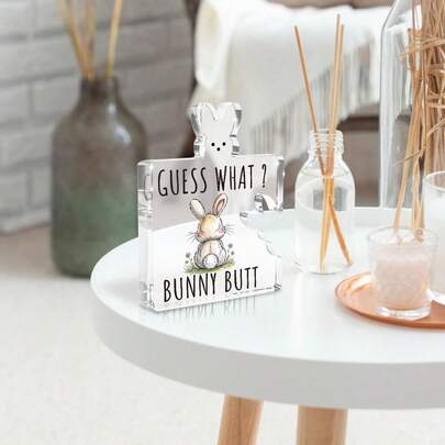 复活节兔子亚克力桌面装饰牌匾，春季家居办公室厨房浴室农舍礼品标牌