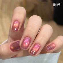 10毫升/瓶 2026新款粉色猫眼指甲油，畅销裸粉色超亮丝绸玻璃珠磁性猫眼凝胶指甲油，适用于指甲和脚趾，沙龙和DIY均可使用 - 彩色 - 查看 10