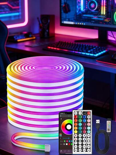 1 Set USB Powered LED Light Strip With 44-Key IR Remote Control,LED Strip Light, Flexible Neon, Adjustable Color Modes, Self-Adhesive Backing, Suitable For TV, Computer Screens, Festival, Bedroom, Home Decor,Christmas, DIY, Home, Floral Decoration