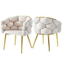 Living Room Chairs - Beige + Velvet - View 2