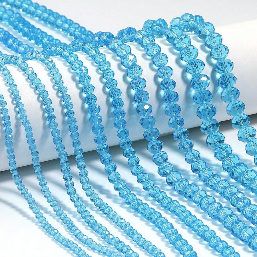 1pc Transparent Lake Blue Faceted Abacus Crystal Glass Beads, 3/4/6/8/10mm, Fashion Casual Versatile Jewelry Making DIY Spacer Beads For Multilayer Bracelet Necklace Pendant Decoration Accessories Wholesale