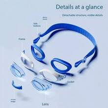 一套儿童防水防雾高清专业潜水游泳镜，适合男孩女孩，包含泳帽和泳镜装备 - 彩色 - 查看 7