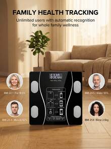 SOKANY 电子体重秤，396磅数字浴室秤，高精度体重秤，带高清液晶显示屏和温度显示（背面可切换公斤和磅单位），超宽秤面，高精度智能电子秤 - 黑色 - 查看 9