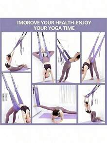 1pc Dance Stretching Tool - Yoga Strap, Back Bending Training Yoga Stretch Rope (With Door Anchor), Flexibility Training Assist Stretch Band, Suitable For Fitness, Gymnastics, Dance, Aerial Yoga, Ballet - Purple - View 4