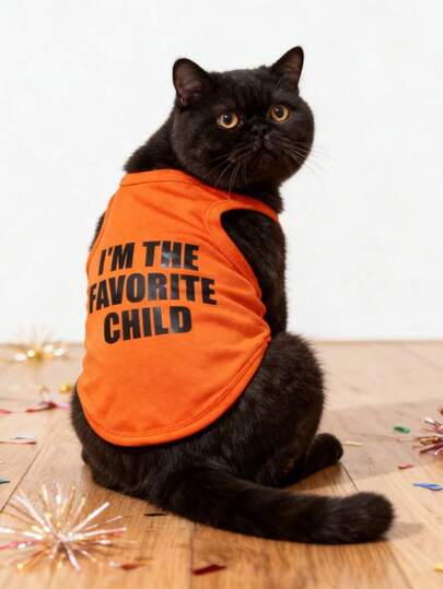 LUCKIE PAW 1件“我是最受宠的孩子”字母印花宠物背心，物理防跳蚤，减少掉毛，保暖透气，适合小型和大型犬，室内外均可穿着。