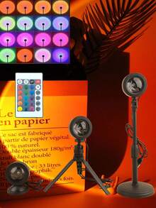 1pc LED Projection Ambient Light, USB Power Supply, Home Decoration Sunset Ambient Light, Wall And Ceiling Decoration, Sunset Orange Light And Shadow Effect, Children's Bedroom Bedside Table Decoration Ambient Light, Baby Room Decoration Light, Valentine's Day Decoration Light, Suitable For Indoor, Bedroom - Multicolor - View 1