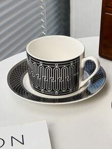 1 Set Retro Minimalist Modern Ceramic Coffee Cup & Saucer, Breakfast Milk Cup, Bread Plate, Suitable For Cafe, Restaurant, Couples, Holiday Gift - Multicolor - View 10