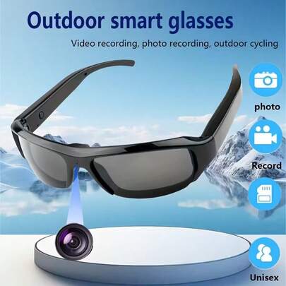 Kính thông minh HD 1080P, Kính đeo quay video, Thời lượng pin 90 phút, Góc nhìn rộng 75°, Thẻ nhớ 16/64GB, Thích hợp cho thể thao và các cuộc họp, Camera đeo trên người, Quà tặng Ngày Valentine