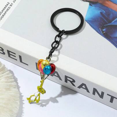 1pc Personalized Fashionable Little Frog Hot Air Balloon Alloy Keychain, Fashionable And Interesting Frog Prince Decorative Pendant Suitable For Daily Wear, Interesting Small Gift