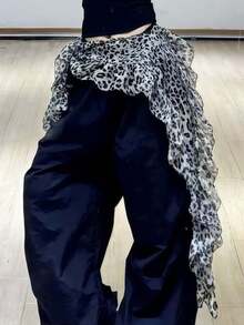 1件爵士舞荷叶边裙巾，独特豹纹腰带 - 彩色 - 查看 6