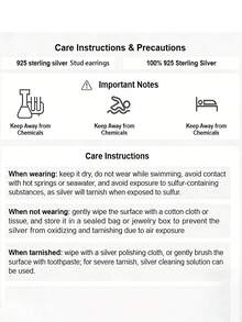 1对S925纯银奢华心形锆石耳环，镶嵌合成锆石，优雅高贵的珠宝礼物 - 銀色 - 查看 7