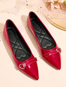 Lancio esclusivo: ballerine retrò francesi a punta, rosse, eleganti e versatili, suola morbida, alla moda ma confortevoli per tutto il giorno d'estate, nuove, minimaliste, slip-on, cinturino a forma di cuore, adatte per San Valentino, regali per la Festa della Mamma, matrimoni, feste, abbigliamento da ufficio (la taglia è piccola, le scarpe sono strette, si consiglia di ordinare una taglia in più) - Rosso - Visualizzare 9