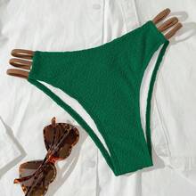 Luxury Jade Green Crinkle Texture Strapless High Waist Tropical Vacation Bikini Set Beach - Green - View 6