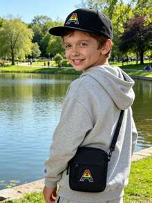 2件套酷炫A-Z字母印花街头风棒球帽和斜挎包套装，可调节男女通用棒球帽和单肩包，送给自己和朋友的礼物 - 黑色 - 查看 2