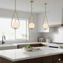 1pc Minimalist Luxury Water Drop Pendant Light, Modern Nordic Living Room Dining Room Bedroom Bedside Lamp, Creative Geometric Golden Ball Lighting Fixture, E27 Socket (Bulb Not Included) - Gold - View 1