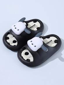 SANRIO 1 Pair Kids Summer Slippers, Non-Slip Indoor Home Sandals For Boys And Girls, Toddler To Big Kid Sizes - Black - View 4