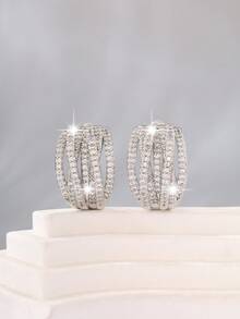 1 par de pendientes elegantes y versátiles para mujer, de moda y gráciles, adecuados para uso diario, ir al trabajo y reuniones - Blanco Rojo - Ver 9