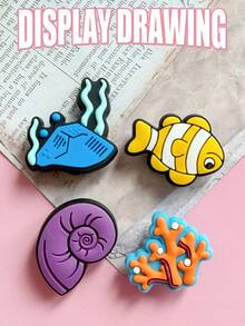 22 PCS Underwater Creature Series, Summer Beach Theme Shoe Decor Set, Featuring Sea Turtles And Coconut Trees. Includes Designs Such As Crabs, Sea Turtles And Sea Stars, For Decorating Shoes. It Is The Perfect Choice For Beach-Themed Gifts. Summer Vacation PVC Shoe Decorations, Cool Summer Party Accessories For Gift Giving, Imaginative DIY Shoe Decorations, Suitable For Summer Parties And Birthday Gifts. Perfect Gifts For Birthdays, Christmas, Valentine's Day, And Halloween. - Pink - View 9