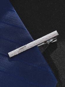 1pc/3pcs Silver, Gold, Black Color Tie Clip For Men, Fashion Groom Tie Clip, Business Professional Security Uniform Tie Accessory, Suitable For Wedding, Groom, Daily Formal Wear, Party - Stone-patterned Tie Clip - View 6