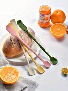 Dual-Head Silicone Jam Spoon - Geometric Pattern, Durable PC And Silicone Material, Ergonomic Handle, Easy To Grip, Ideal For Spreading Jam And Sauce, Kitchen Essential | Geometric Pattern Spoon | Ergonomic Handle - Multicolor - View 5