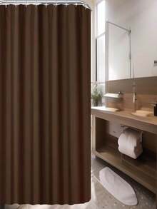 Cortina de ducha de unicolor, decoración del hogar y del baño, decoración de otoño, accesorios de baño, de vuelta a la escuela - Café integral - Ver 20