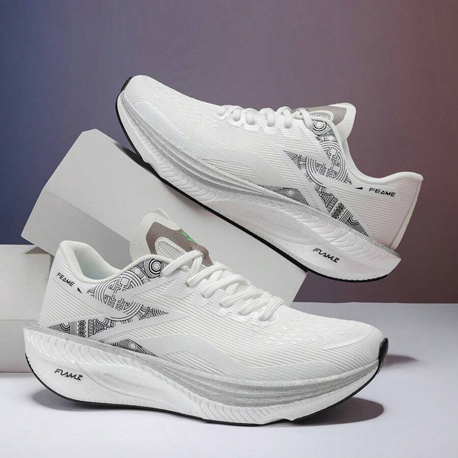 男士时尚休闲跑步鞋,蛇年限量版,专业竞赛减震碳板运动鞋,男女皆宜 - 白色 - 查看 1