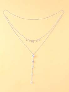 1pc Multi-Layer Crystal Rhinestone Teardrop Necklace, Elegant European And American Style Choker Necklace, Wedding Accessory - Water Drop - View 7