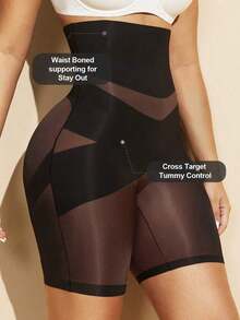 2pcs Women High Waist Criss-Cross Tummy Control Seamless Butt Lifting Shapewear Pants, Flat Belly Sheath Slimming Pants, Underwear Shorts, Lingerie, Briefs, Waist Trainer Shaper, Panty - 彩色 - 查看 4