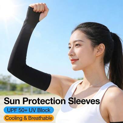 Unisex Outdoor Cycling Thin Sunscreen Ice Sleeves, Women's Arm Protector Against UV, Men & Women Sports Driving Sleeve Covers