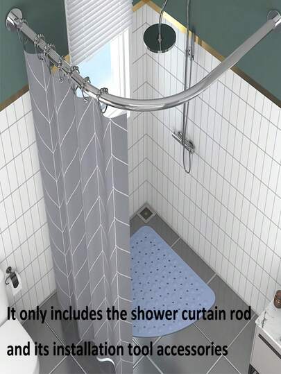 Barra de cortina de ducha ajustable en forma de L - Acero inoxidable, fácil instalación, barra curva, adecuada para baño, bañera, tienda de ropa