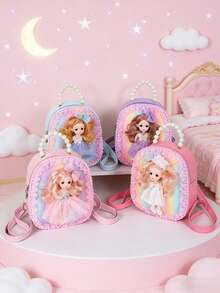 1pc This Stylish And Cute Mini Backpack With A Zipper Closure And A Cartoonish Pearl Princess Design Is A Sweet And Versatile Choice Suitable For Various Occasions. It'S Perfect For Outdoor Activities, Playtime, Commuting, And More, Making It The Perfect Gift For Teenagers. - Multicolor - View 2
