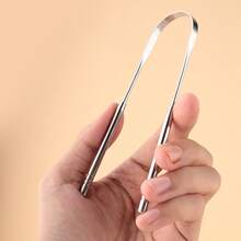 Raspador de lengua minimalista de acero inoxidable, portátil - Plateado - Ver 3