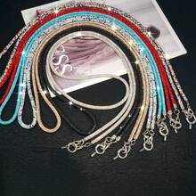 奢华高端全钻流苏挂绳龙虾扣钻石挂绳链，优雅时尚手机壳挂绳，闪亮双扣手提包挂绳替换装 - 彩色 - 查看 1