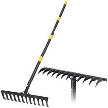 Garden Rake Heavy Duty 189cm Metal Rake With 12 Tines Bow Rake With Long Handle For Loosening Soil Leveling Lawn Farming Land Black  Vff - Black - View 1