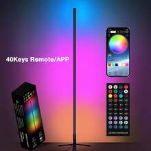 RGB Corner Floor Lamp, RGB LED Corner Lamp With Music Sync, Smart Light And Remote Control Color Changing Ambience Light, LED Lamp With  Vibrant Colors For Bedroom, Living Room Gaming Room (Not Adapter) - Floor Lamp(APP + Remote) - 查看 1
