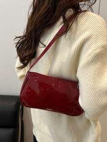 Nueva bolsa de hombro versátil y de moda, bolso de mujer para llevar debajo del brazo - Burdeos - Ver 6