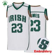 MEAN MACHINE 男士23号爱尔兰·詹姆斯篮球球衣，来自俄亥俄州圣文森特和圣玛丽高中的拍卖会，带字母刺绣背心，球迷礼物 - 白色 - 查看 2