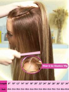 5*5 Wear And Go 4/27 蜂蜜金長髮 8-34 英吋人髮前額髮片 13x4 HD 蕾絲前髮 200% 密度巴西處女髮 預剪蕾絲人髮前額直髮假髮 預拔髮絲含嬰兒髮 混色髮 女用日常派對適用 - S4/27 - 查看 17