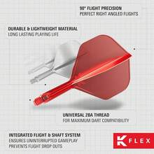 Premium Metal Dart Stems 2BA Standard Secure Fit & Precision Balance - Red - View 7